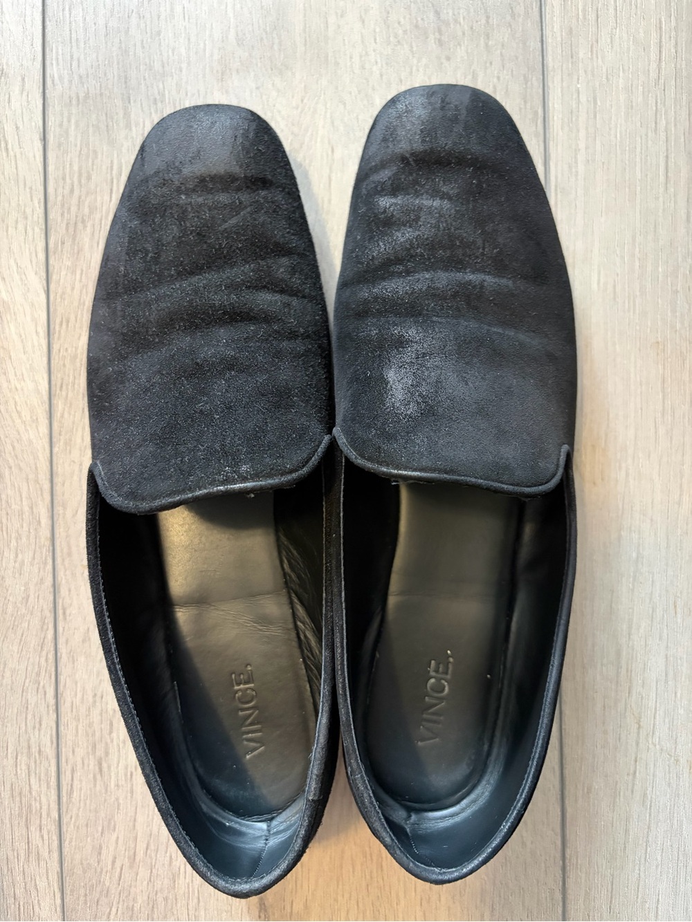 Vince Black Suede Slip-On Loafers